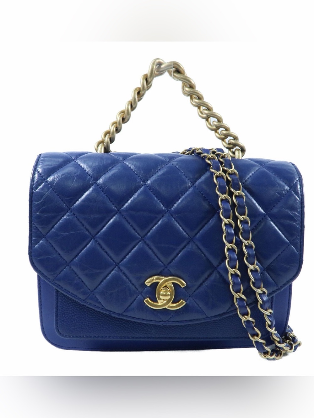 #116 CHANEL 2019 Blue 2Way Top Handle Bag MSRP $7,400